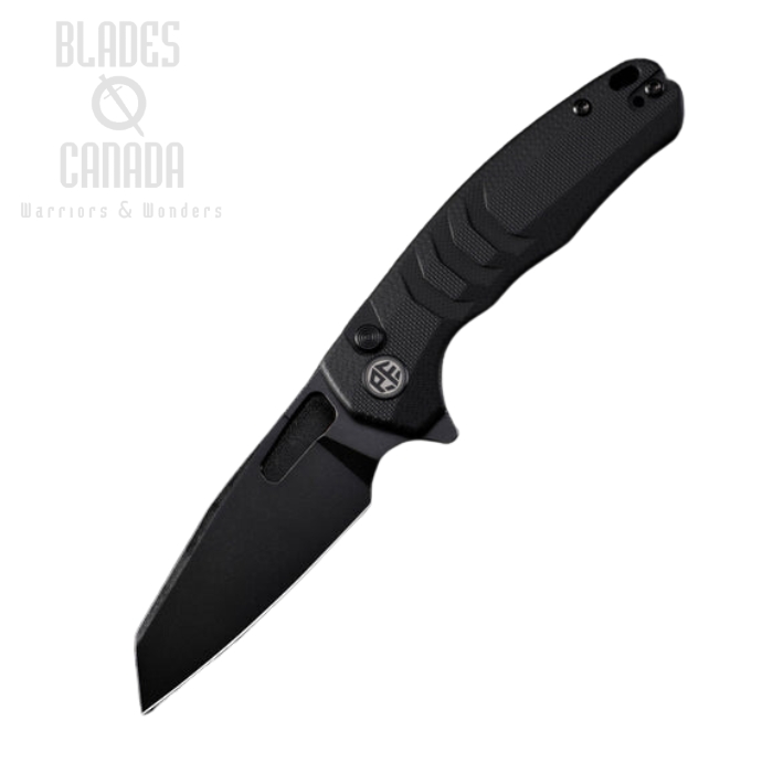 Petrified Fish Trilobite Reverse Tanto Folding Knife, 14C28N PVD SW, G10 Black, PFE17DDW